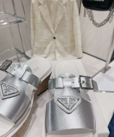 Alternative view of Prada Rubber Wedge Platform Slippers Silver For Women