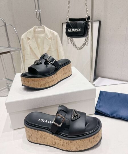 Alternative view of Prada Rubber Wedge Platform Slippers Black For Women