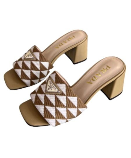 Prada Triangle Slip-On Sandals Brown For Women