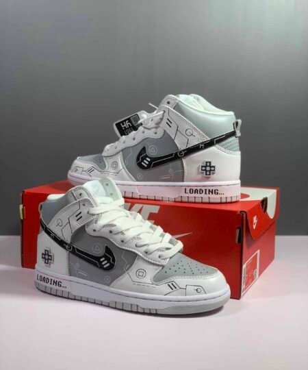Nike Dunk High Top “Video Game” White Grey Black PS5 Loading Sneaker For Men, Men's Shoes