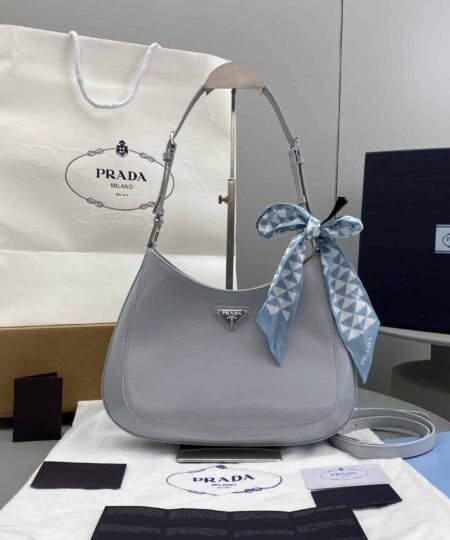 Prada Cleo Brushed Shoulder Bag Jade Green For Women, Women's Bags 11.8in/30cm