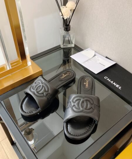Chanel Women's Mules With Embossed Chanel Logo Black For Women