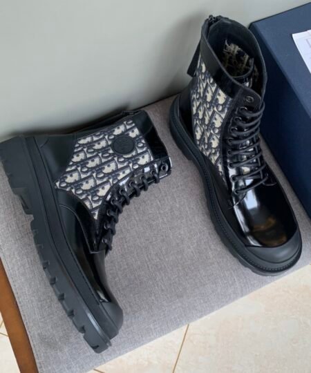 Christian Dior Women's Dior With Oblique Jacquard Ankle Boot Black For Women CD