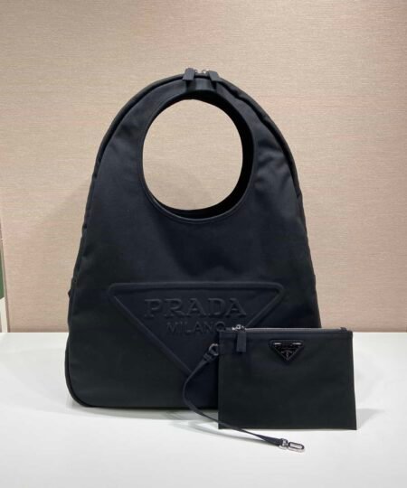 Prada Canvas Hobo Bag Black For Women, Women's Bags 25.6in/65cm 2VY005_010_F0002_V_OLO