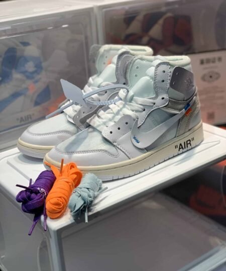 Alternative view of Off-White x Nike Air Jordan 1 Retro High in White Sneaker For Men, Men's Shoes