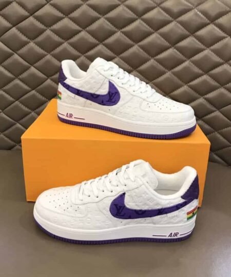 Louis Vuitton And Nike “Air Force 1” By Virgil Abloh White-Purple For Men, Men's Shoes