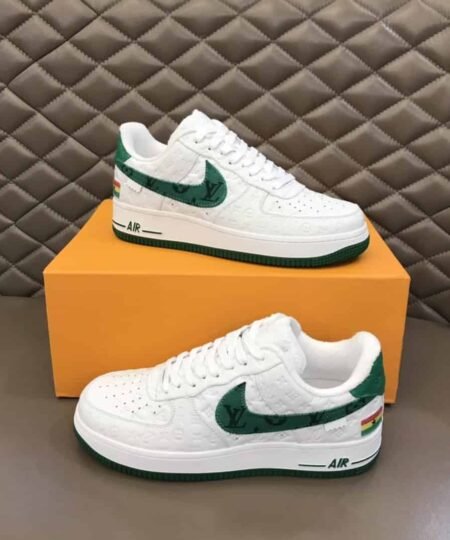 Louis Vuitton And Nike “Air Force 1” By Virgil Abloh White-Green For Men, Men's Shoes
