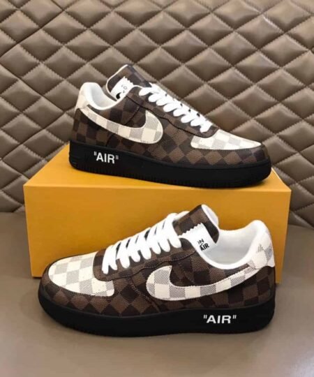 Louis Vuitton And Nike “Air Force 1” By Virgil Abloh Brown-White-Black For Men, Men’s Shoes