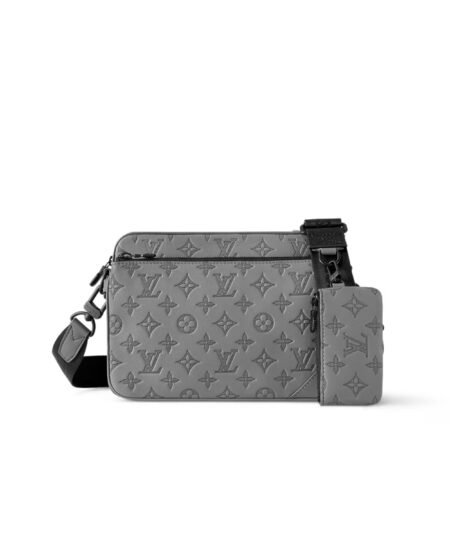 Louis Vuitton Trio Messenger Monogram Shadow By Virgil Abloh's Grey For Men, Men's Bags, Shoulder And Crossbody Bags 9.5in/25cm LV