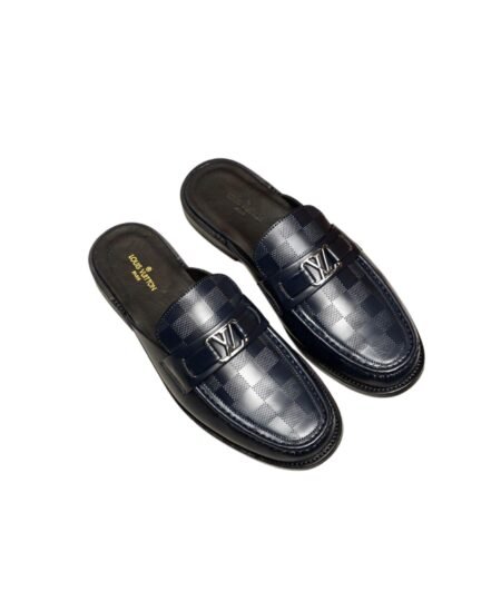 Louis Vuitton Major Open Back With Square Pattern Loafer Dark Blue For Men