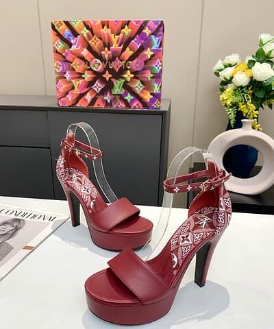 Louis Vuitton Women's Afterglow Platform Sandal Dark Red And White For Women LV