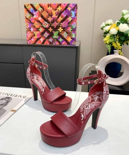 Louis Vuitton Women's Afterglow Platform Sandal Dark Red And White For Women LV