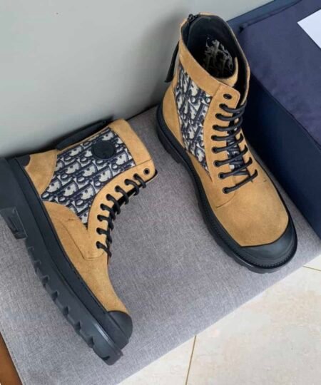 Christian Dior Women's Dior With Oblique Jacquard Ankle Boot Brown For Women CD