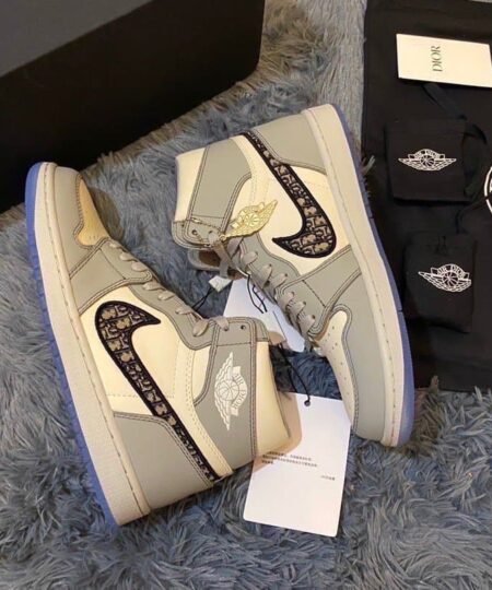Nike Dior x Air Jordan 1 High OG Wolf Grey/Sail/Photon Dust/White For Men, Men's Shoes