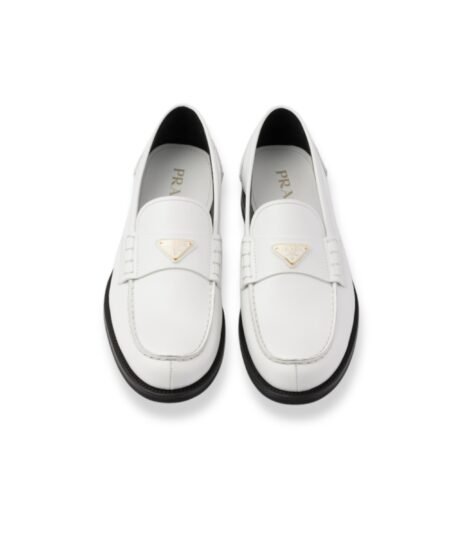 Prada Brushed Leather Loafers White For Men 2DB223_055_F0009_F_X000