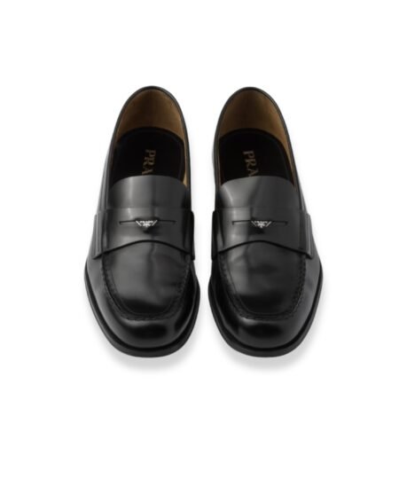 Prada Brushed Leather Loafers Black For Men 2DB201_055_F0002_F_C000
