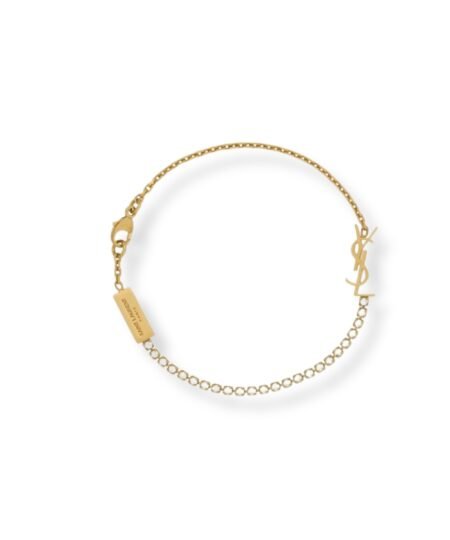 Saint Laurent Cassandre Charm Bracelet In Crystal And Gold For Women 712345Y15268066 YSL