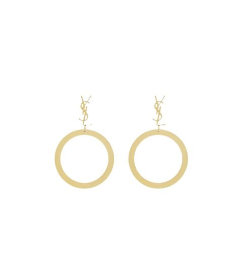 Saint Laurent Cassandre Pendant Hoop Earrings Gold For Women 784142Y15008030 YSL