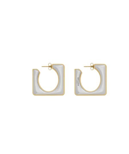 Saint Laurent Split Square Hoop Earrings Palladium And Gold For Women 788138Y15008469