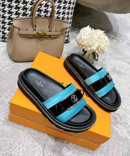 Alternative view of Louis Vuitton Women's Pool Pillow Flat Comfort Mule Blue For Women LV