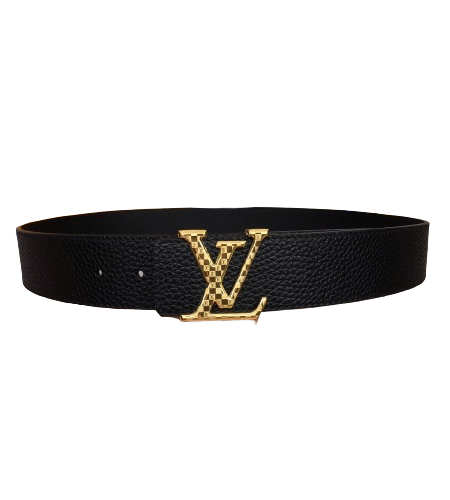 Louis Vuitton Iconic Gold Tone LV Logo Belt Black LV
