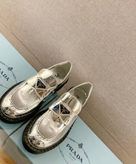 Alternative view of Prada Metallic Loafers Sliver Tone For Women 1.9 in/ 5cm 1D246M_3AU1_F0118_F_B050
