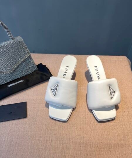 Alternative view of Prada Soft Padded Nappa Sandals White For Women 2.6 in/ 6.5cm 1XX654_2DL8_F0009_F_065