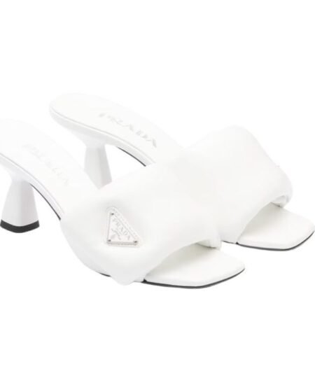 Prada Soft Padded Nappa Sandals White For Women 2.6 in/ 6.5cm 1XX654_2DL8_F0009_F_065