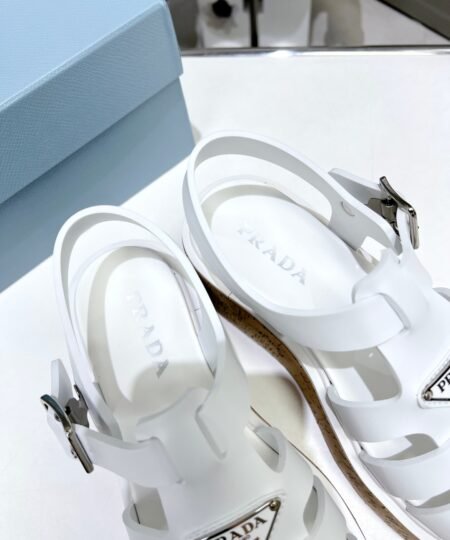 Alternative view of Prada Wedge Platform Sandals White For Women 2.9 in/ 7.5cm 1X853M_3LLP_F0009_F_B075