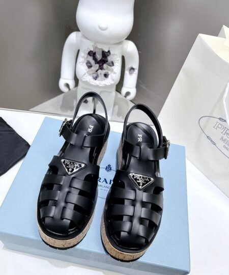 Alternative view of Prada Wedge Platform Sandals Black For Women 2.9 in/ 7.5cm 1X853M_3LLP_F0002_F_B075