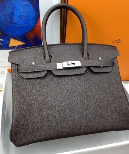 Hermes Birkin 30 Togo Dark Grey Bag Silver Hardware For Women, Women’s Handbags 11.8in/30cm