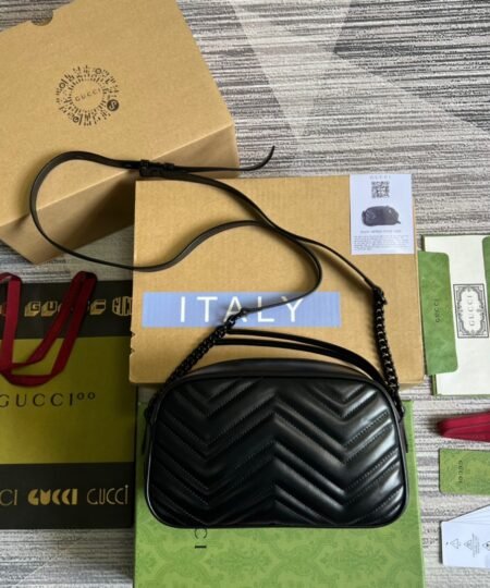 Alternative view of Gucci Marmont Matelasse Shoulder Bag Black For Women, Women’s Bags 9.5in/24cm GG