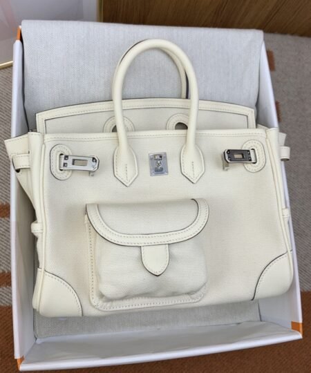Hermes Birkin Cargo 25 White, Silver Toned Hardware Bag For Women, Women’s Handbags, Shoulder Bags 9.8in/25cm