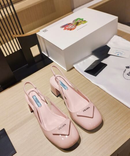 Prada Patent Sling-Back Pumps Pink For Women 1.8in/45mm PRD