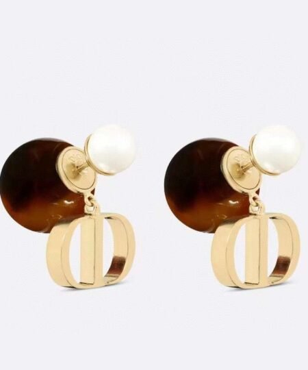 Dior Pearl Letter Earrings Gold For Women