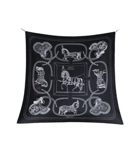Hermes Les Parfums Monochrome Silk Scarf Black For Women