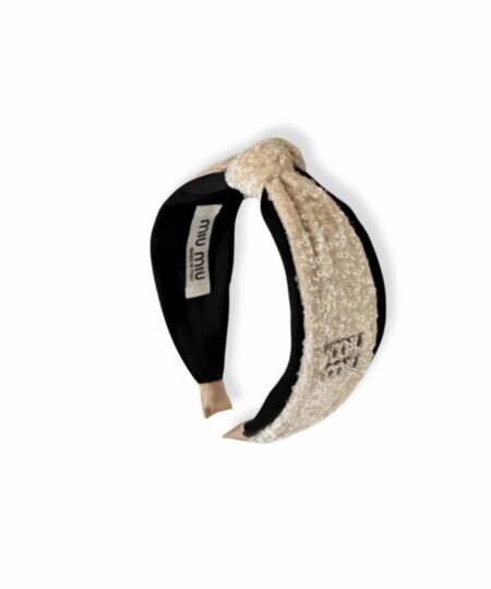 Miu Miu Sequin Hairband Beige For Women