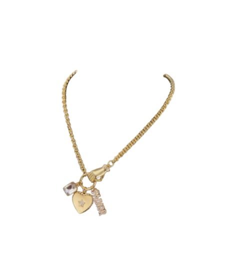 Sparkling Stone And Heart Necklace Gold Tone For Women
