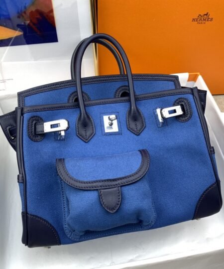 Hermes Birkin Cargo 25 Blue, Silver Toned Hardware Bag For Women, Women’s Handbags, Shoulder Bags 9.8in/25cm