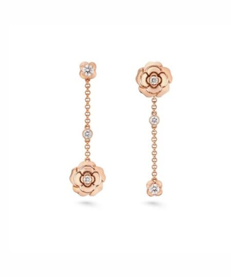Chanel Extrait De Camélia Transformable Earrings Rose Gold For Women J12375
