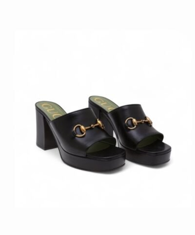 Gucci Horsebit Platform Mules Calfskin Leather Spring/Summer Collection Black