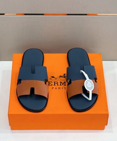 Hermes Izmir Sandal Dark Blue And Brown For Men