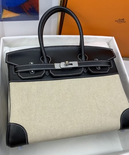 Hermes Birkin Nata Swift BiColor For Women Silver Toned Hardware 11.8in/30cm