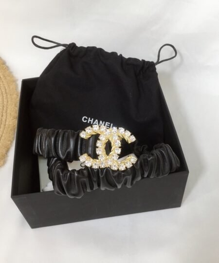 Chanel Belt With Double C Buckle Black With Gold-Toned Metal and Strass Hardware Women Belt