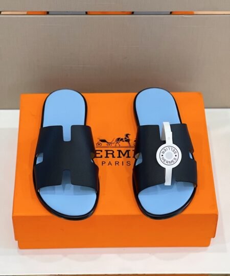 Hermes Izmir Sandal Black And Light Blue For Men