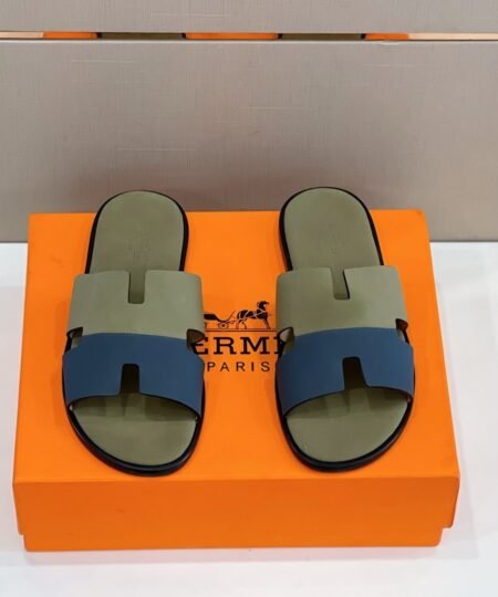 Hermes Izmir Sandal Fluorescent Green And Blue For Men H211868ZH61415