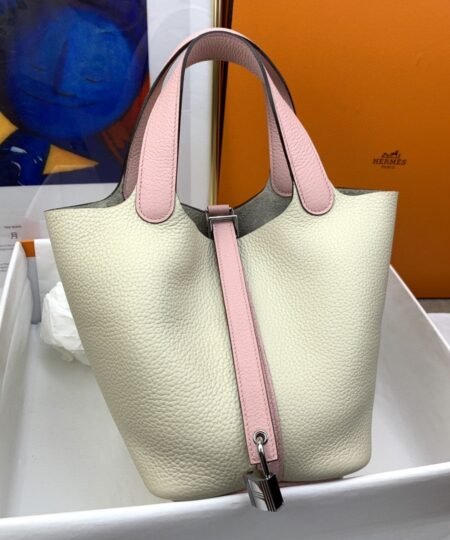 Hermes Picotin Lock 18 Bag Beige/Pink With Silver-Toned Hardware For Women, Women’s Handbags 7.1in/18cm