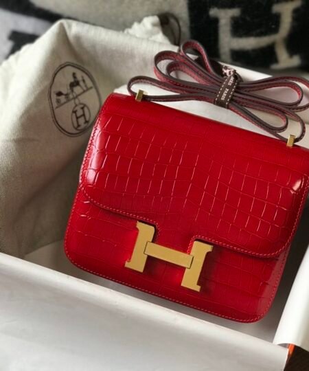 Alternative view of Hermes Mini Constance Bag Red For Women Gold Color Hardware 7.1in/18cm