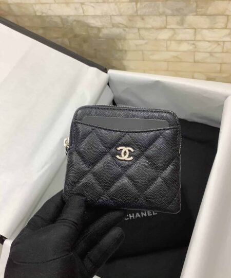Chanel CO-CO Classic Card Holder 19cm/7.5in Gold Hardware For Women Black