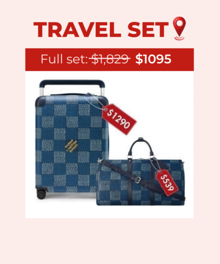 Travel Set Louis Vuitton: Horizon 55 Suitcase Blue + Keepall Bandoulière 50 Bag Blue